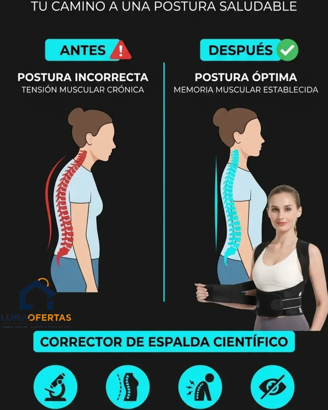 Corrector de Postura Unisex - Faja Soporte Espalda